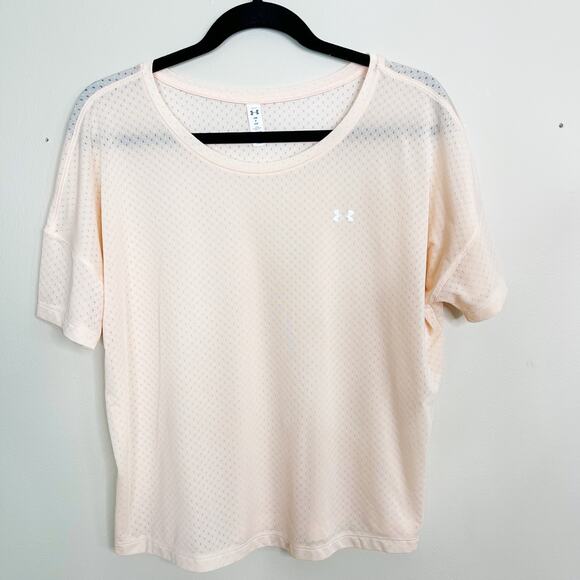 Under Armour Sport Mesh Oversized Short Sleeve Tee S Light Pink Orange Dream - Picture 1 of 7